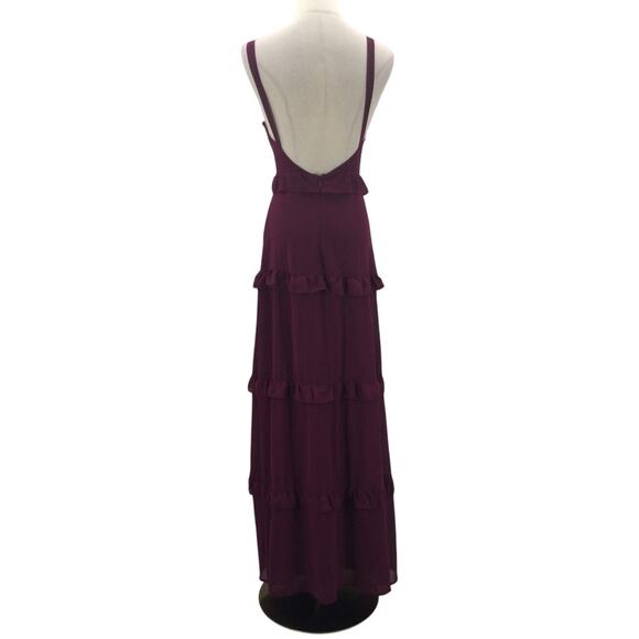 LULU'S L Sincerely Poised Plum Purple Backless Bustier Tiered Maxi Dress NEW B93 - Picture 4 of 10
